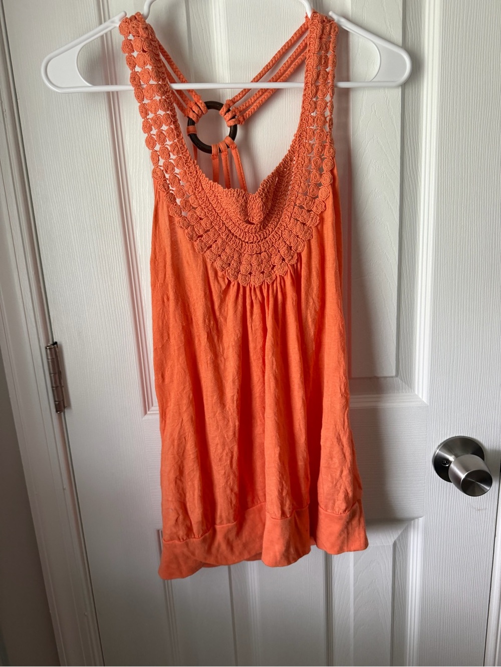 Crochet-Trim Orange Women’s Tank Top